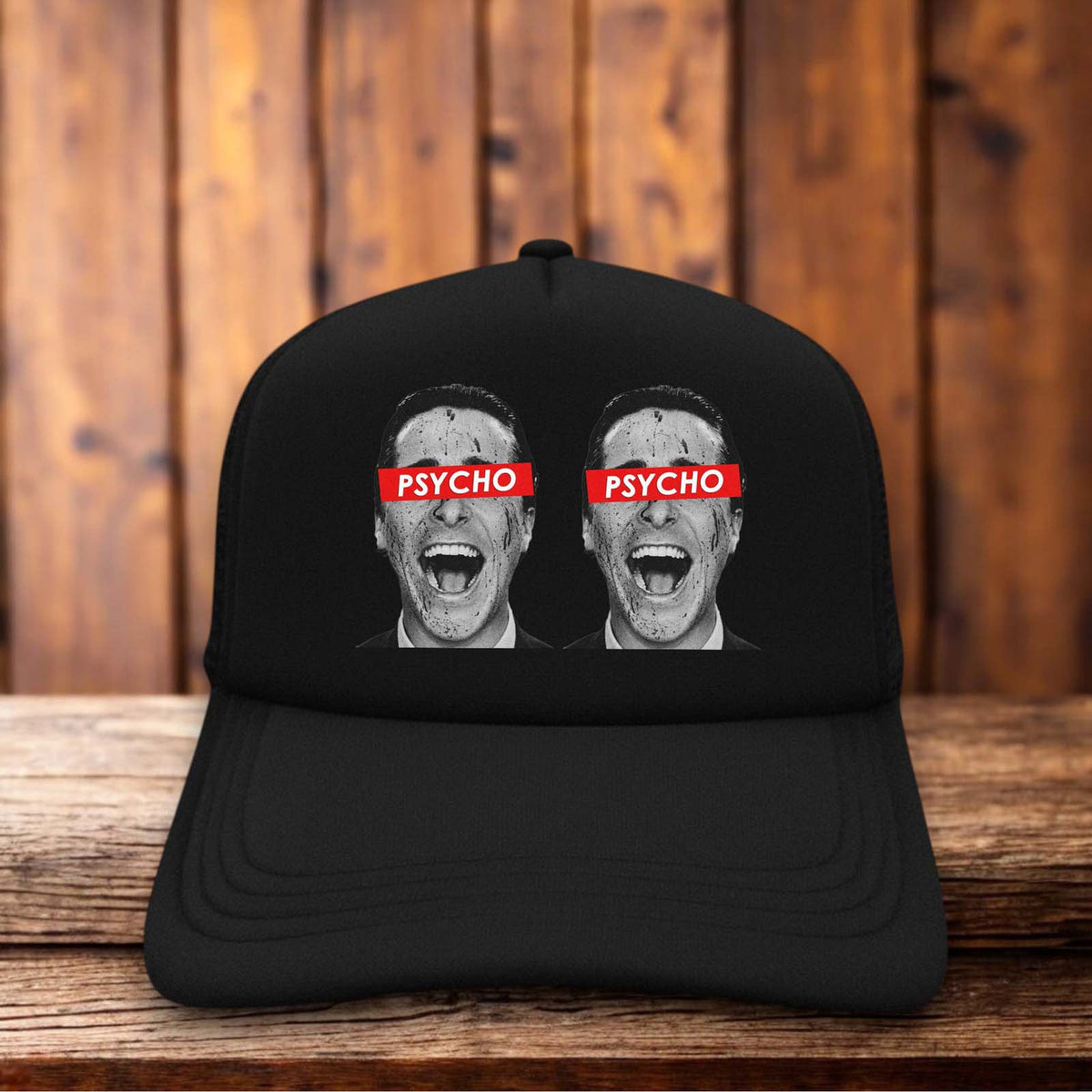 American Psycho Cult 90s Horror Movie Trucker Hat Patrick Bateman thriller snapback by Retro Roots Headwear
