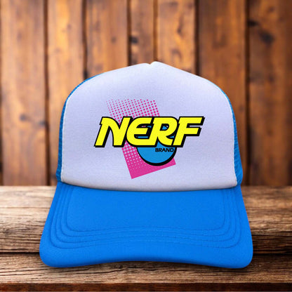 Nerf Gun 1989 Vintage Toy Trucker Hat retro foam dart blaster nostalgia snapback by Retro Roots Headwear
