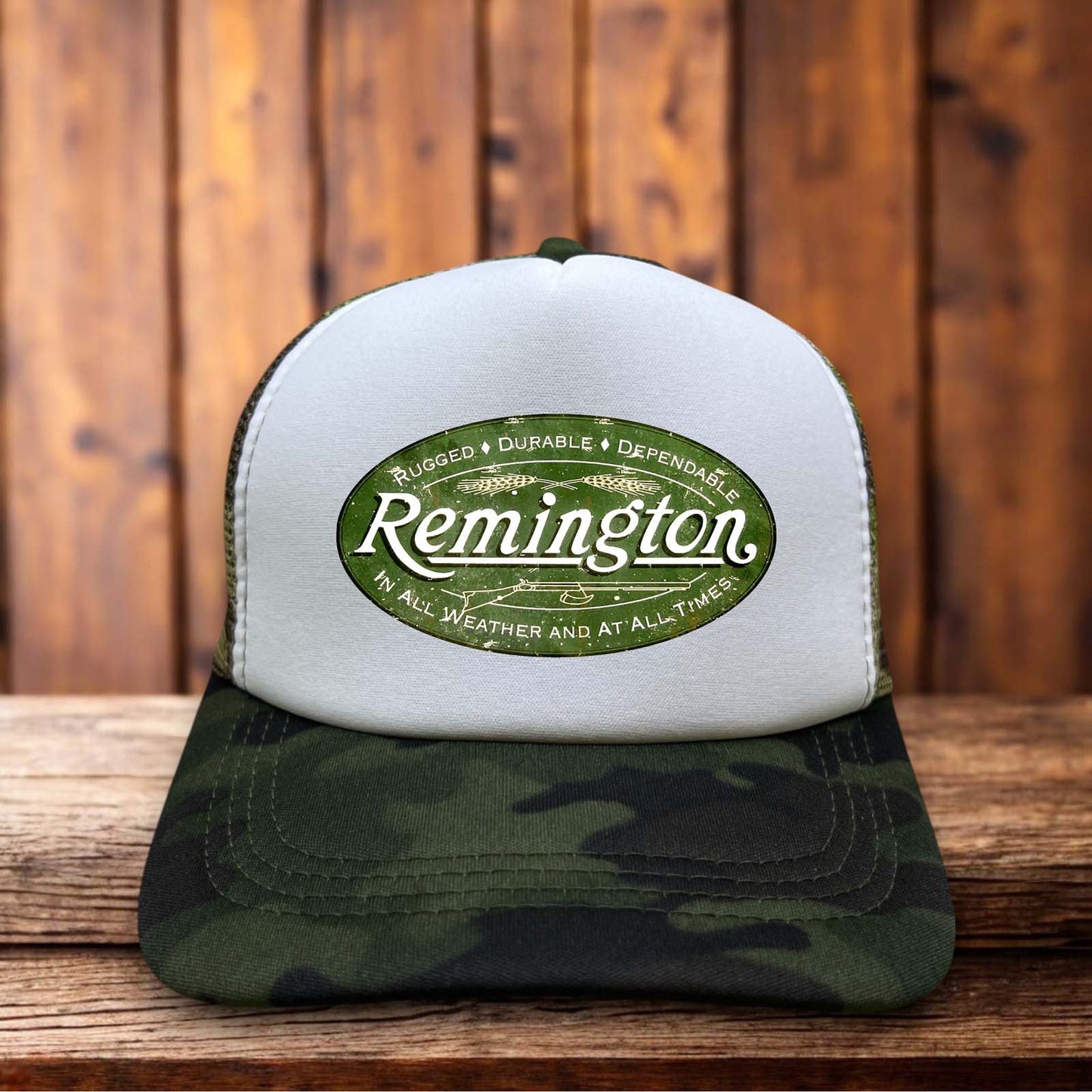 Remington Arms Retro Trucker Hat vintage firearm brand trucker snapback by Retro Roots Headwear
