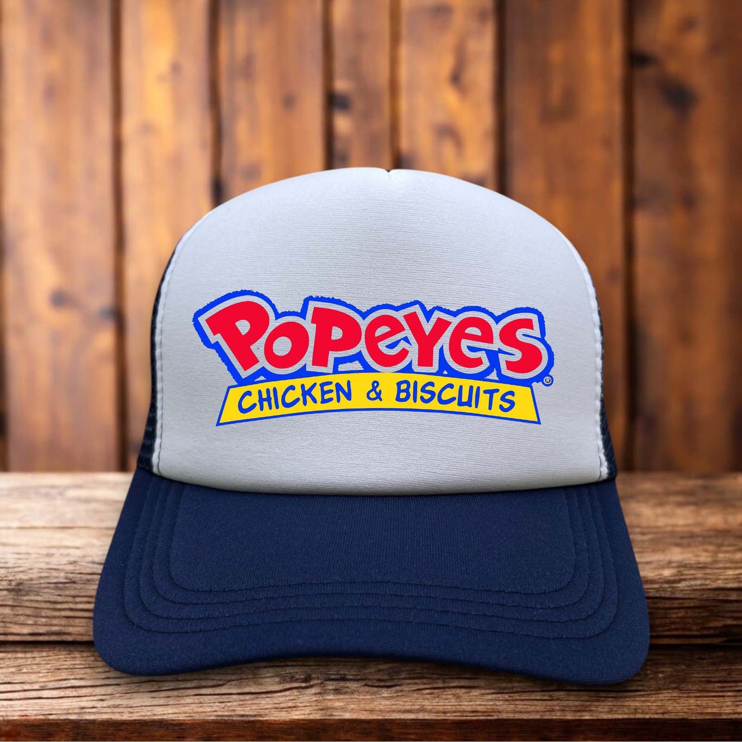 Popeyes Chicken and Biscuits Retro Trucker Hat vintage fast food snapback by Retro Roots Headwear