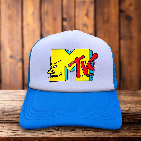 Beavis and Butthead MTV Mashup Trucker Hat 90s animation vintage snapback by Retro Roots Headwear