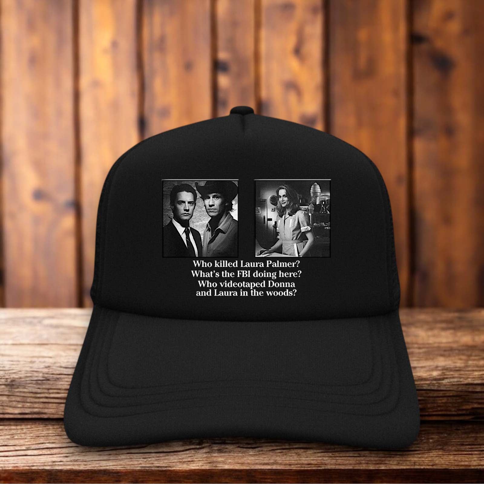 Twin Peaks David Lynch Retro Trucker Hat vintage surreal TV design retro snapback by Retro Roots Headwear
