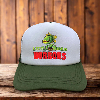 Little Shop Of Horrors 80s Cult Horror Musical Trucker Hat Audrey II carnivorous plant snapback by Retro Roots Headwear
