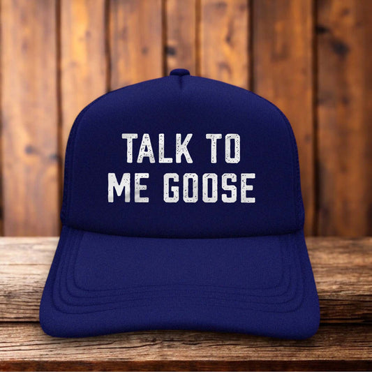 Top Gun Talk To Me Goose Tom Cruise Retro Trucker Hat aviator fighter pilot snapback by Retro Roots Headwear
