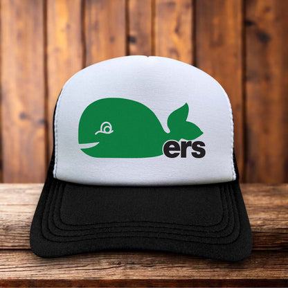 Hartford Whalers Vintage Logo Trucker Hat retro hockey green blue snapback by Retro Roots Headwear