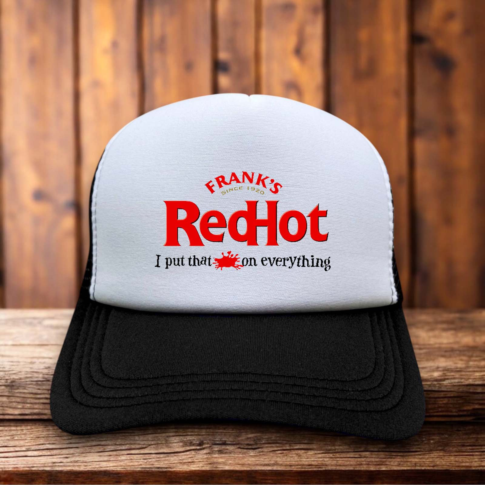 Frank's Red Hot Sauce Trucker Hat retro food brand snapback by Retro Roots Headwear