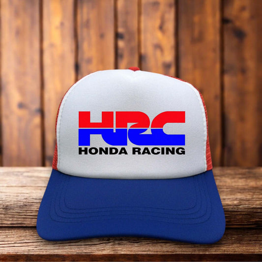 HRC Honda Racing RC213V MotoGP Superbike Retro Trucker Hat vintage motorcycle racing snapback by Retro Roots Headwear

