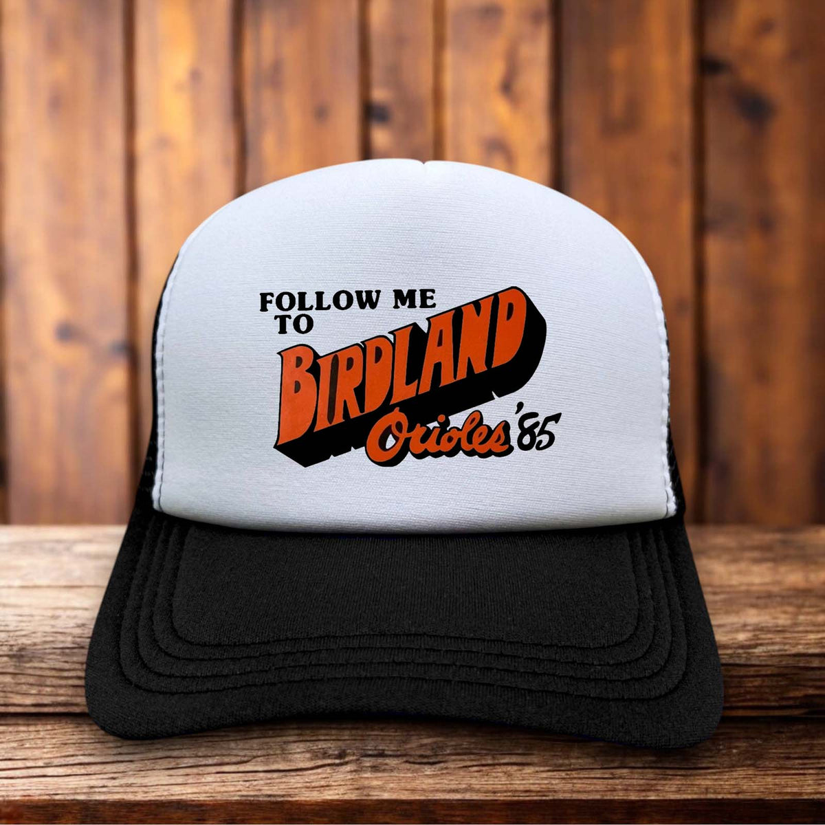 Birdland Baltimore Orioles 1985 Camden Yards MLB Retro Trucker Hat vintage baseball snapback by Retro Roots Headwear
