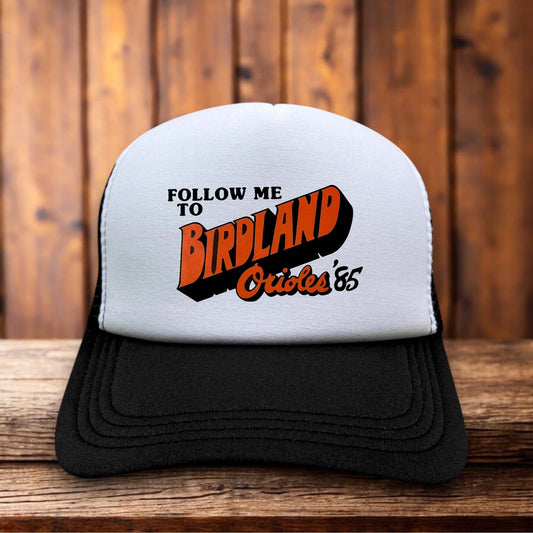 Birdland Baltimore Orioles 1985 Camden Yards MLB Retro Trucker Hat vintage baseball snapback by Retro Roots Headwear
