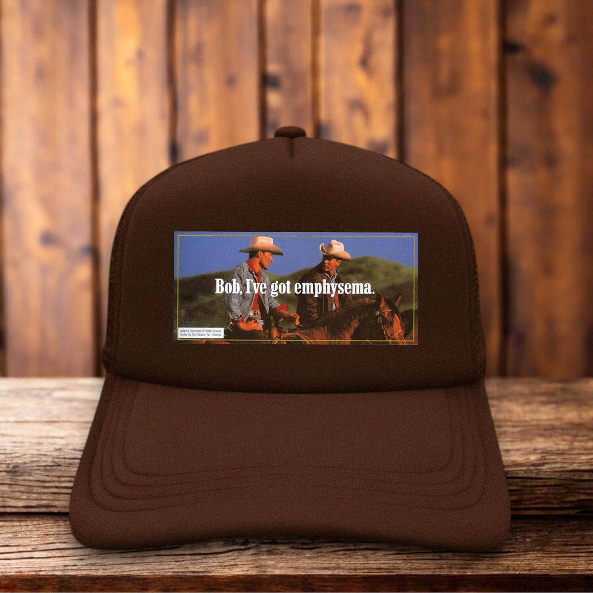 Marlboro Emphysema PSA Retro Trucker Hat tobacco PSA parody snapback by Retro Roots Headwear