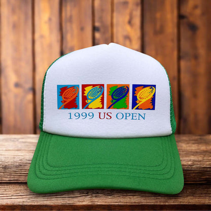 1999 US Open Retro Trucker Hat vintage tennis design retro snapback by Retro Roots Headwear
