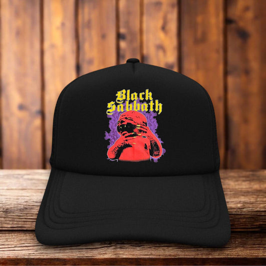 Black Sabbath 60's Heavy Metal Retro Trucker Hat classic metal band snapback by Retro Roots Headwear