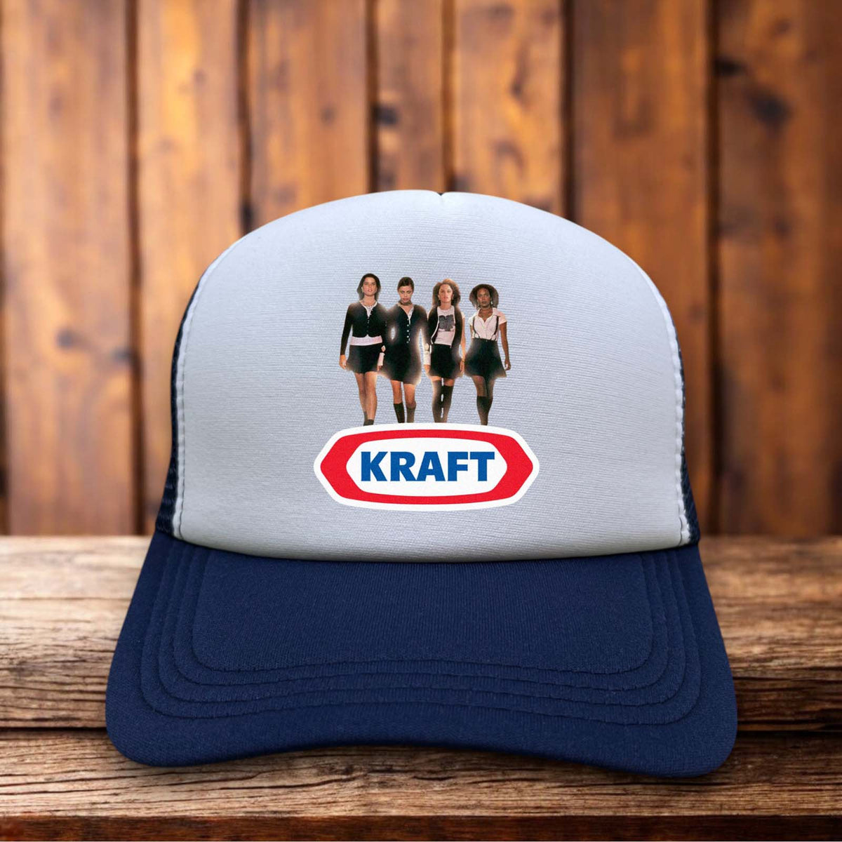 The Craft Horror Movie Kraft Mac & Cheese Mashup Trucker Hat witch covenant snapback by Retro Roots Headwear
