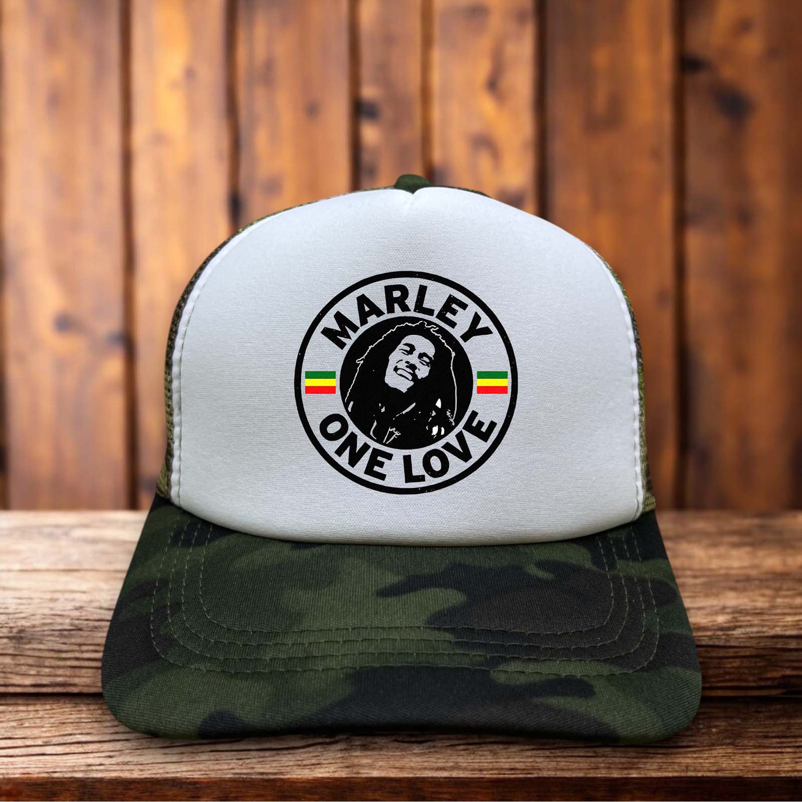 Bob Marley One Love Reggae Trucker Hat vintage reggae design retro snapback by Retro Roots Headwear

