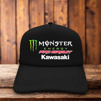 Monster Energy Pro Circuit Kawasaki Trucker Hat vintage motocross racing design retro snapback by Retro Roots Headwear
