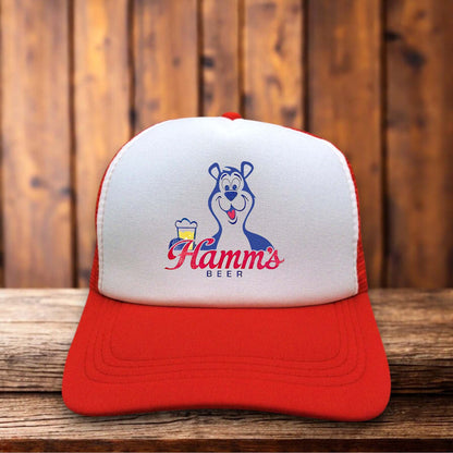 Hamm's Beer Retro Bear Trucker Hat vintage beer snapback by Retro Roots Headwear