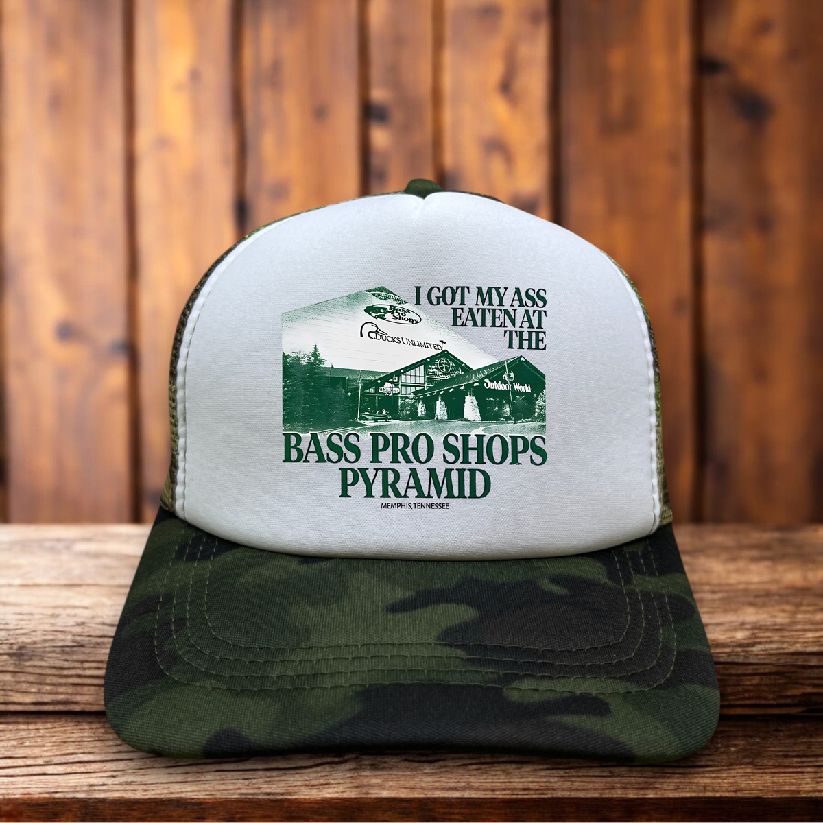 Bass Pro Shops Parody Retro Trucker Hat retail parody snapback by Retro Roots Headwear