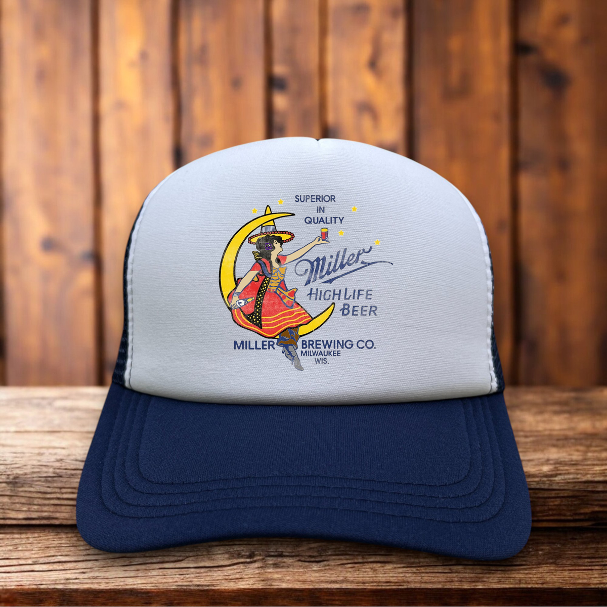 Miller High Life Beer Moon Retro Hat beer brand snapback by Retro Roots Headwear