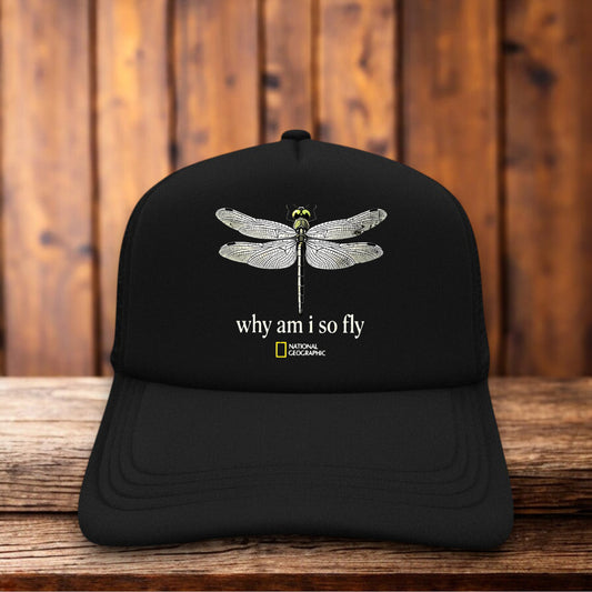 National Geographic Why Am I So Fly Trucker Hat vintage nature documentary design retro snapback by Retro Roots Headwear
