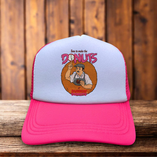 Dunkin' Donuts Retro Advertisement Trucker Hat vintage coffee ad design retro snapback by Retro Roots Headwear
