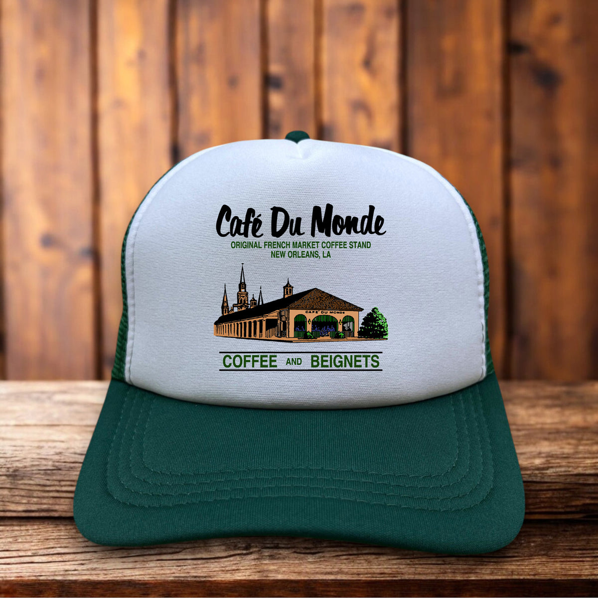Cafe Du Monde New Orleans Retro Trucker Hat landmark café snapback by Retro Roots Headwear