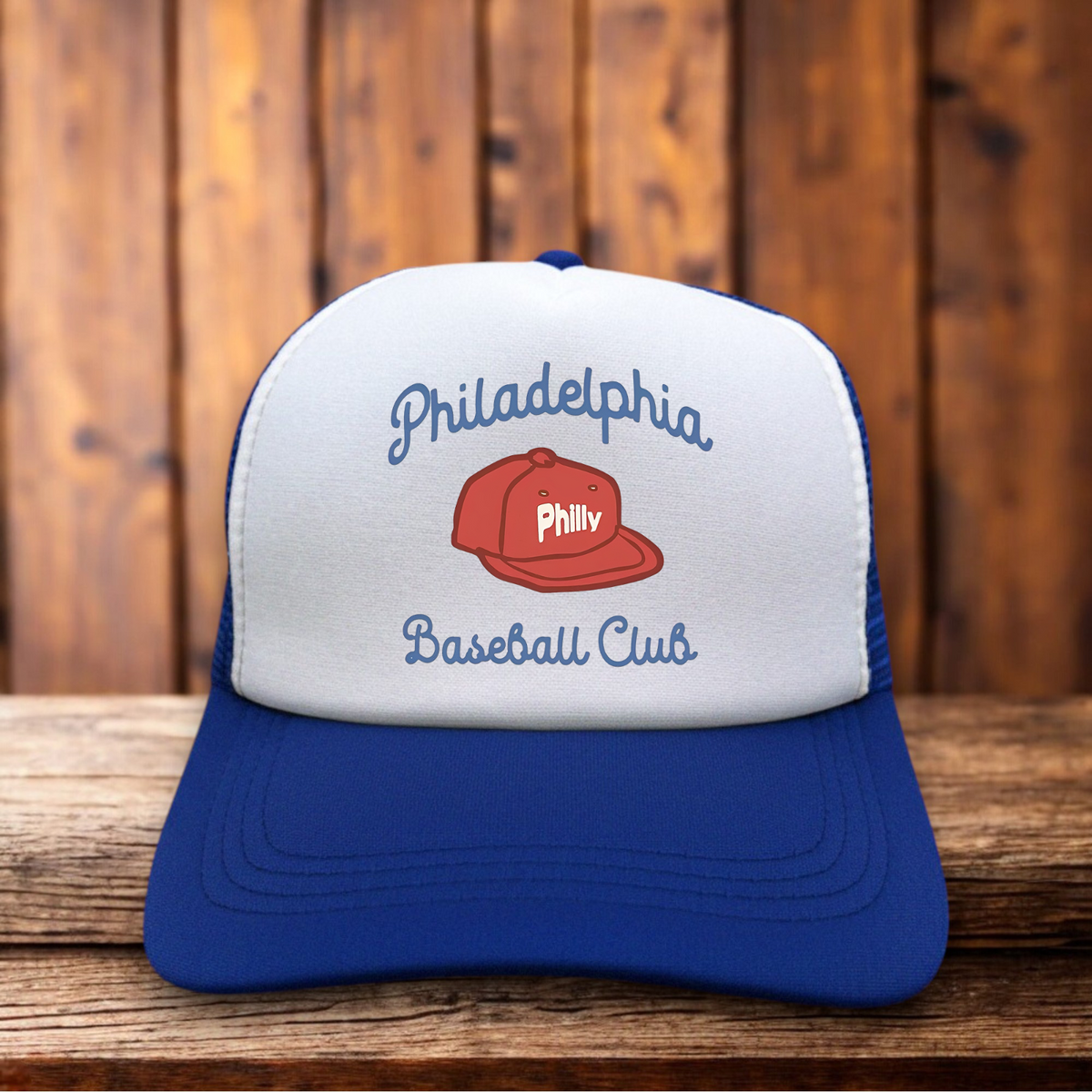 Philly Baseball Club Vintage Phillies Logo Retro Trucker Hat vintage baseball snapback by Retro Roots Headwear
