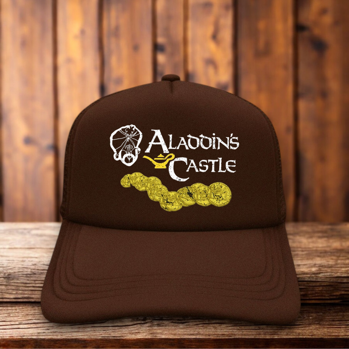 Aladdins Castle Defunct 80s Video Game Arcade Retro Trucker Hat vintage mall arcade snapback by Retro Roots Headwear
