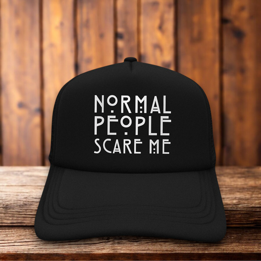American Horror Story Parody Normal People Scare Me Horror Trucker Hat vintage horror snapback by Retro Roots Headwear
