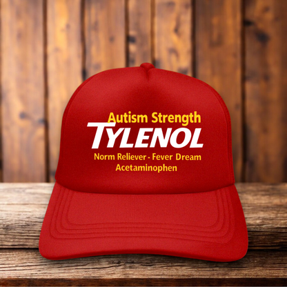 Autism Strength Tylenol Vaccine Parody Retro Trucker Hat internet meme satire snapback by Retro Roots Headwear
