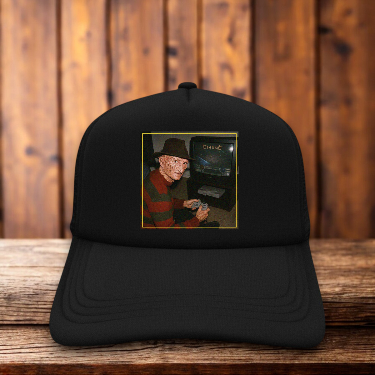 Freddy Krueger Diablo Parody Mashup Retro Trucker Hat slasher gaming vintage snapback by Retro Roots Headwear
