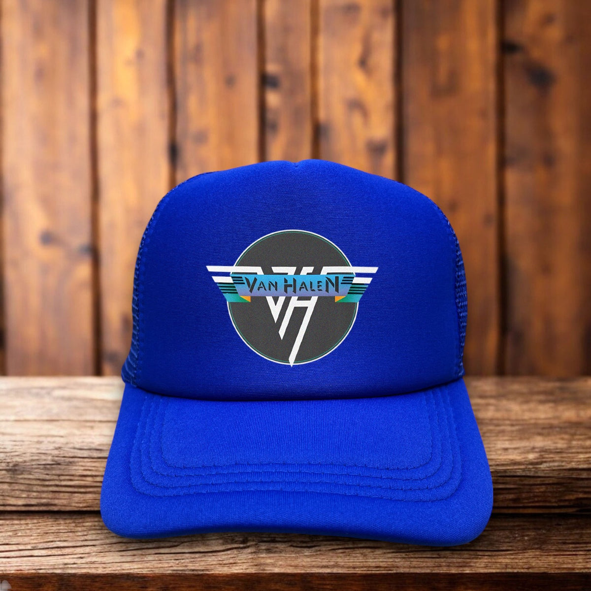 Van Halen 80s Rock And Roll Retro Snapback Trucker Hat vintage concert snapback by Retro Roots Headwear
