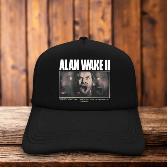 Alan Wake II Old Gods Of Asgarde Retro Video Game Trucker Hat gaming snapback by Retro Roots Headwear
