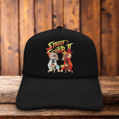Street Fighter II 90s Arcade Video Game Nintendo Retro Trucker Hat vintage gaming snapback by Retro Roots Headwear
