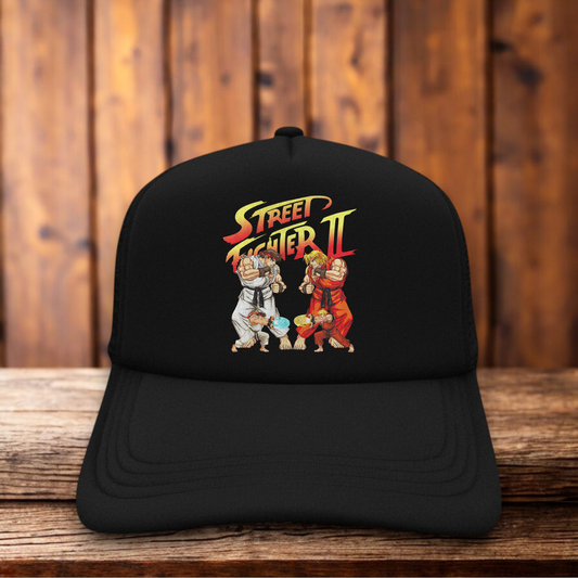 Street Fighter II 90s Arcade Video Game Nintendo Retro Trucker Hat vintage gaming snapback by Retro Roots Headwear
