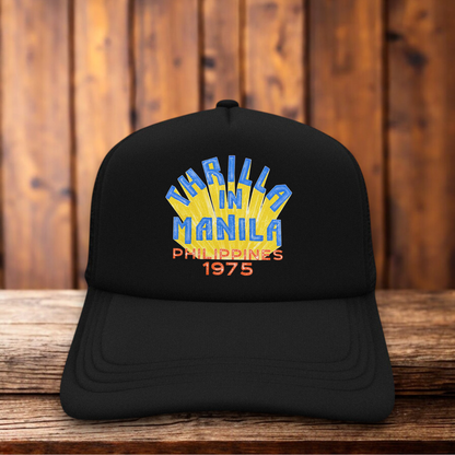 Thrilla In Manila Philippines Muhammad Ali Vs. Joe Frazier Boxing Trucker Hat vintage boxing snapback by Retro Roots Headwear
