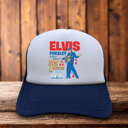 Elvis Presley Sun Records Retro Snapback Mesh Trucker Hat vintage music snapback by Retro Roots Headwear
