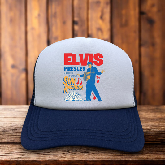 Elvis Presley Sun Records Retro Snapback Mesh Trucker Hat vintage music snapback by Retro Roots Headwear
