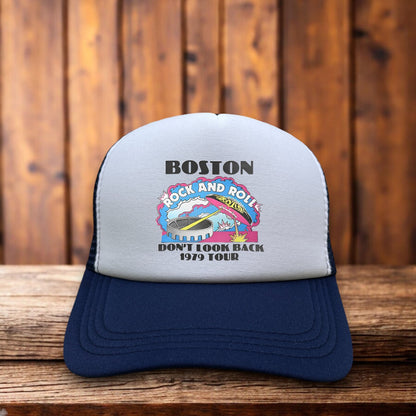 Boston Don't Look Back Tour 1979 Retro Trucker Hat vintage classic rock concert snapback by Retro Roots Headwear
