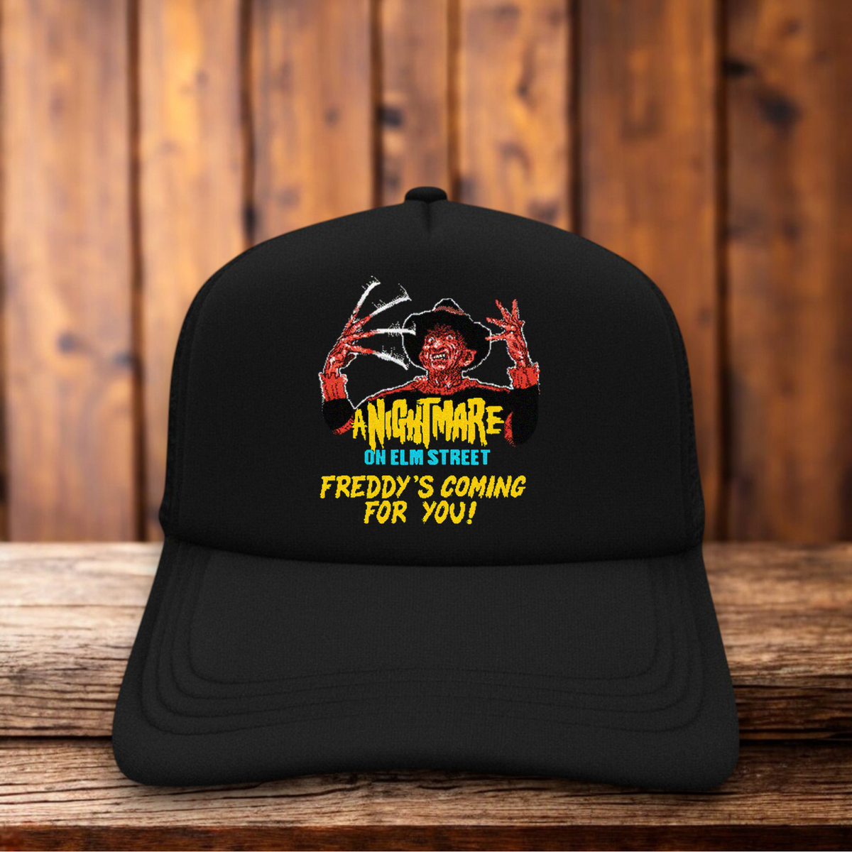 A Nightmare On Elm Street 1990 Video Game Retro Trucker Hat gaming snapback by Retro Roots Headwear
