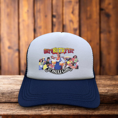 St. Pauli Girl Oktoberfest Retro Snapback Trucker Hat vintage brewery festival snapback by Retro Roots Headwear
