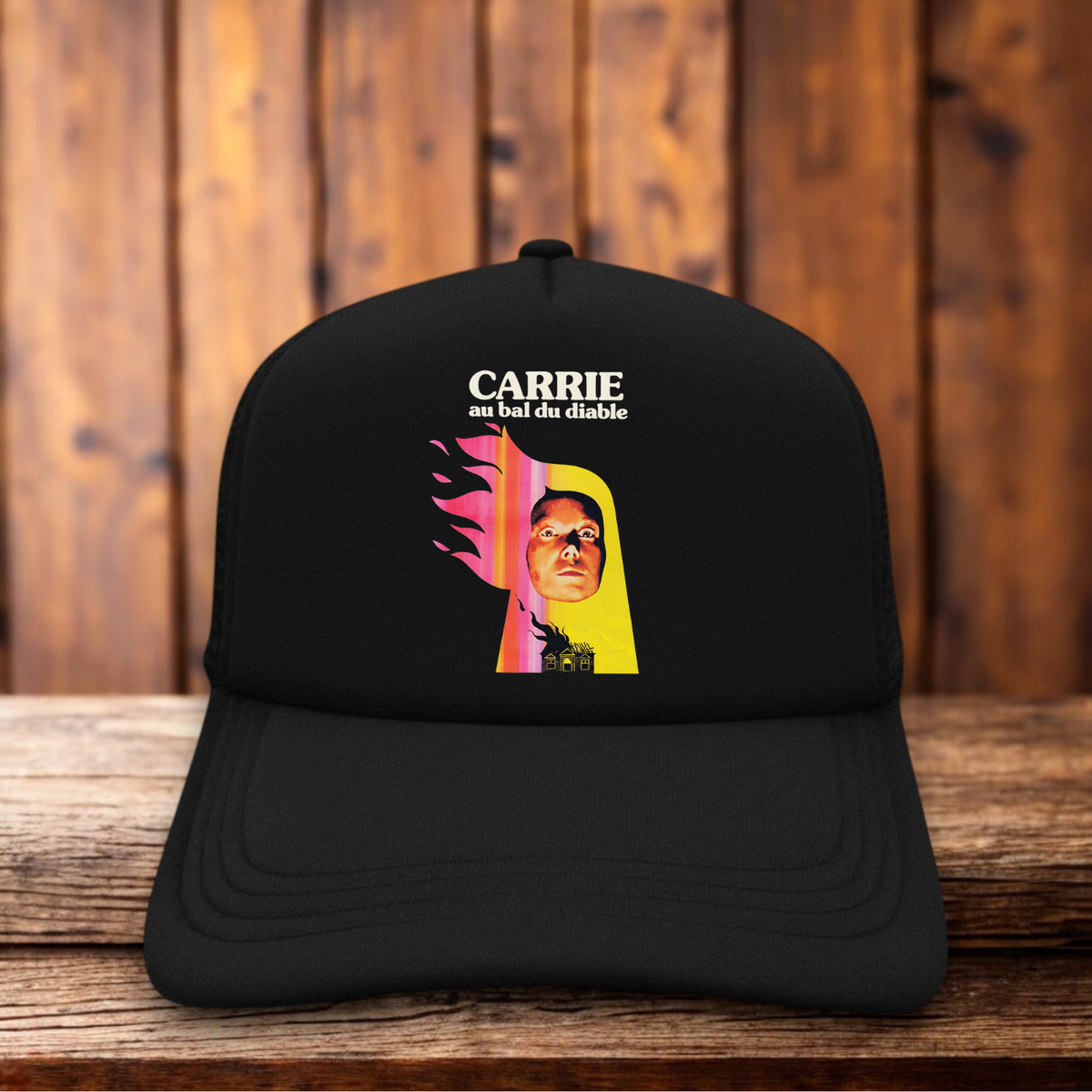 Carrie 1976 Stephen King Horror Movie French Release Retro Trucker Hat vintage horror snapback by Retro Roots Headwear
