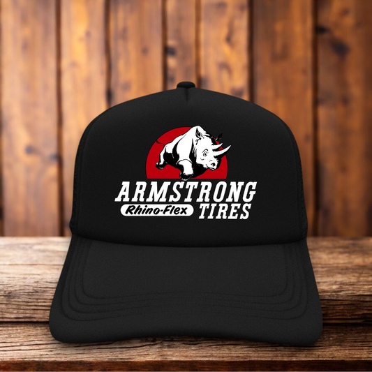 Armstrong Tires Rhino-Flex 1950s Retro Snapback Trucker Hat vintage automotive garage snapback by Retro Roots Headwear
