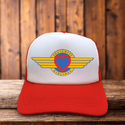 Southwest Airlines Retro Logo Trucker Hat vintage airline snapback by Retro Roots Headwear