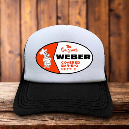 Weber Grill Retro Trucker Hat vintage BBQ design retro snapback by Retro Roots Headwear
