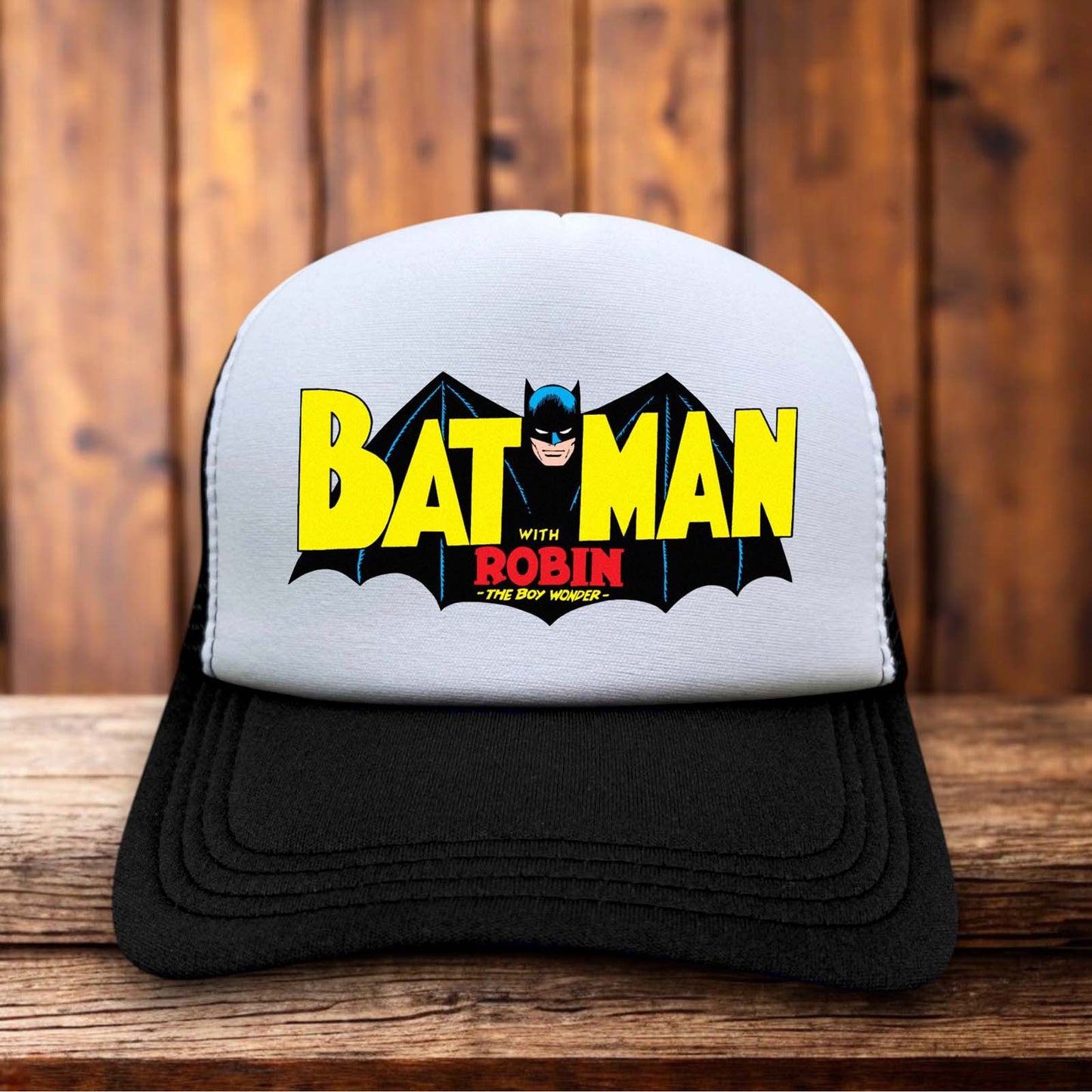 Batman Boy Wonder Retro Trucker Hat vintage comic design retro snapback by Retro Roots Headwear
