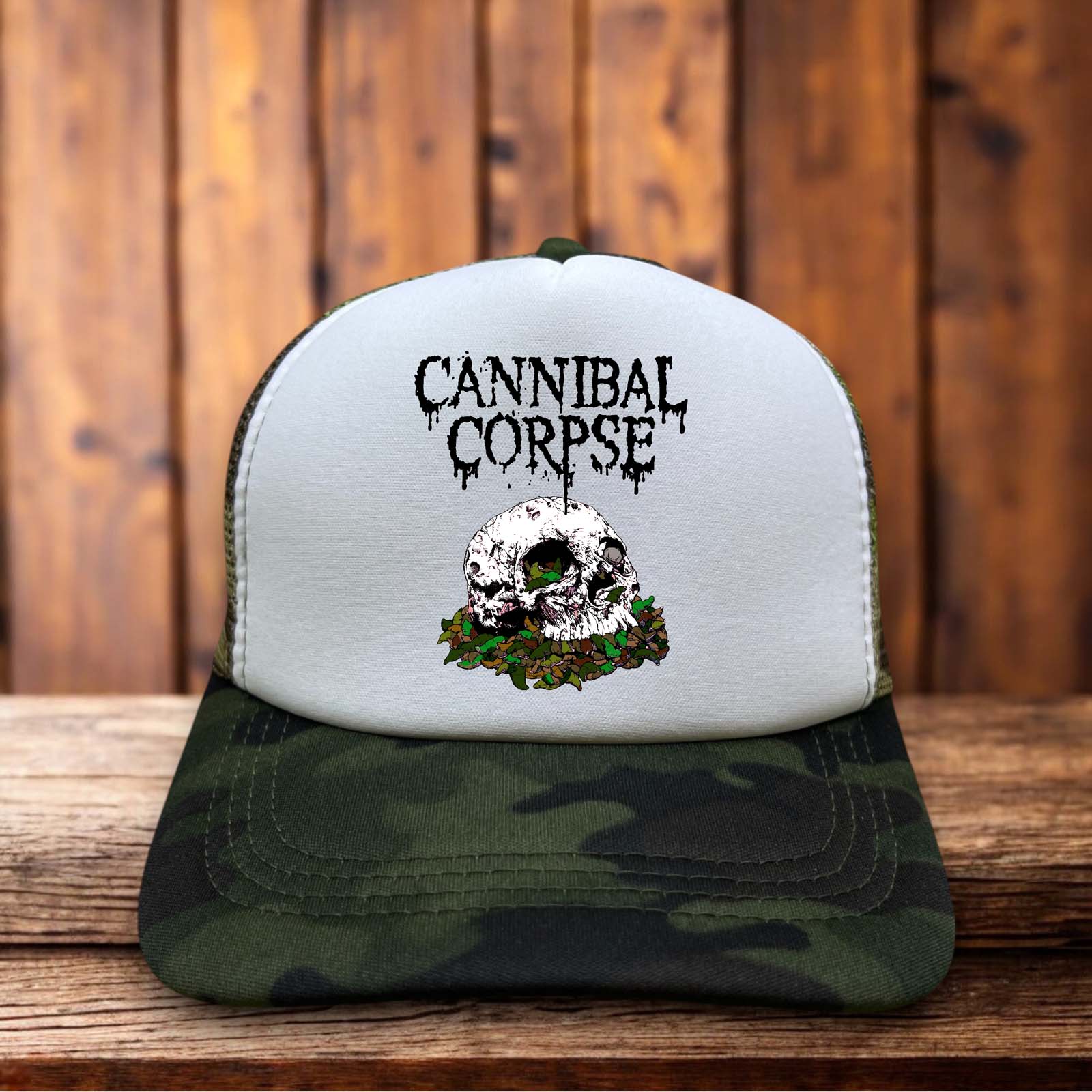 Cannibal Corpse Retro Trucker Hat vintage death metal band design retro snapback by Retro Roots Headwear

