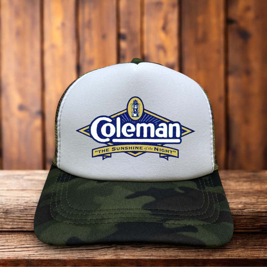 Coleman Lantern Retro Trucker Hat vintage camping design retro snapback by Retro Roots Headwear
