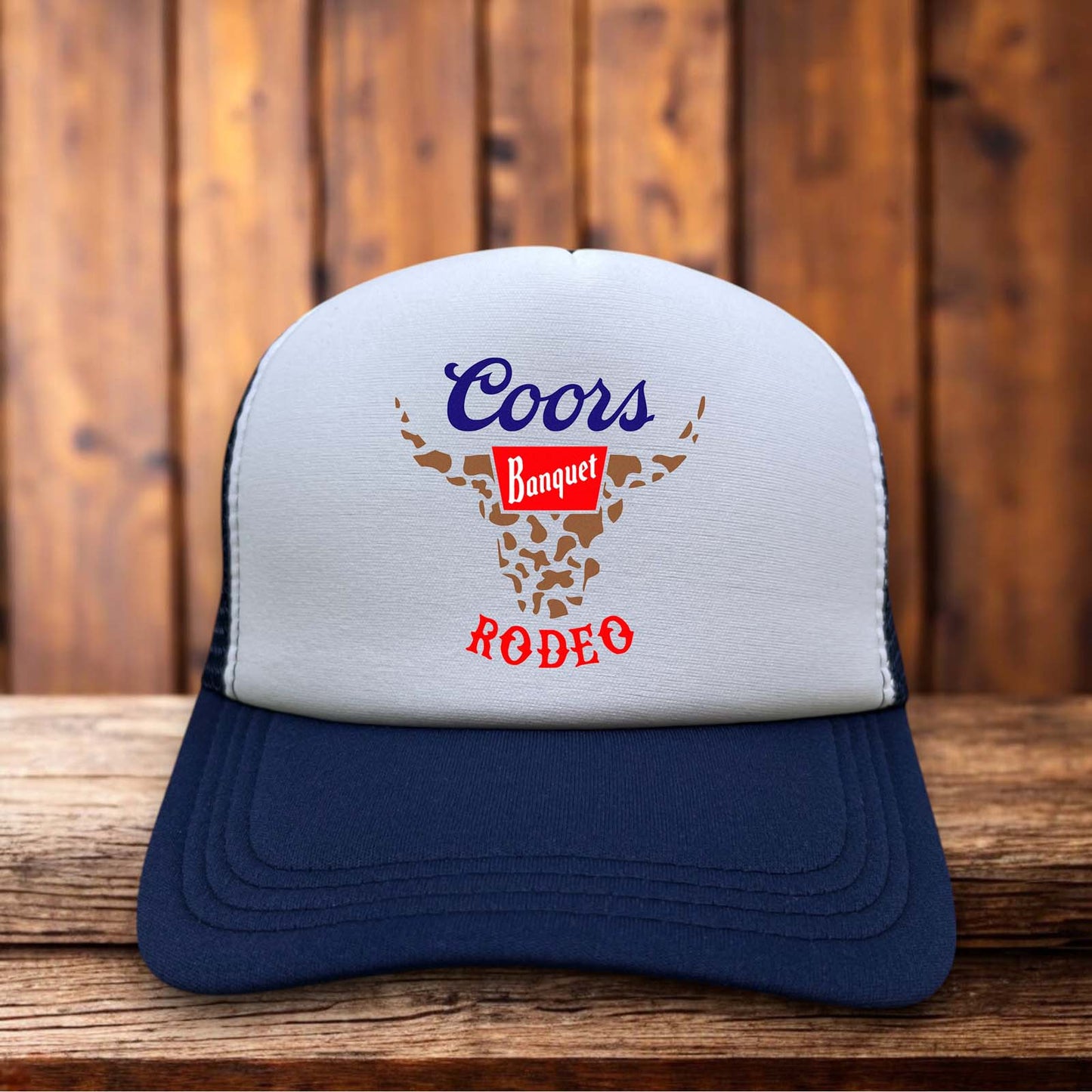 Coors Banquet Rodeo Retro Trucker Hat vintage Western Americana design retro snapback by Retro Roots Headwear
