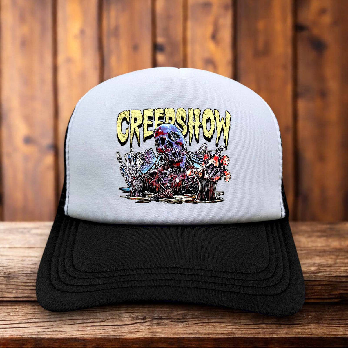 Creepshow 1982 Horror Comedy Retro Trucker Hat EC comics anthology snapback by Retro Roots Headwear
