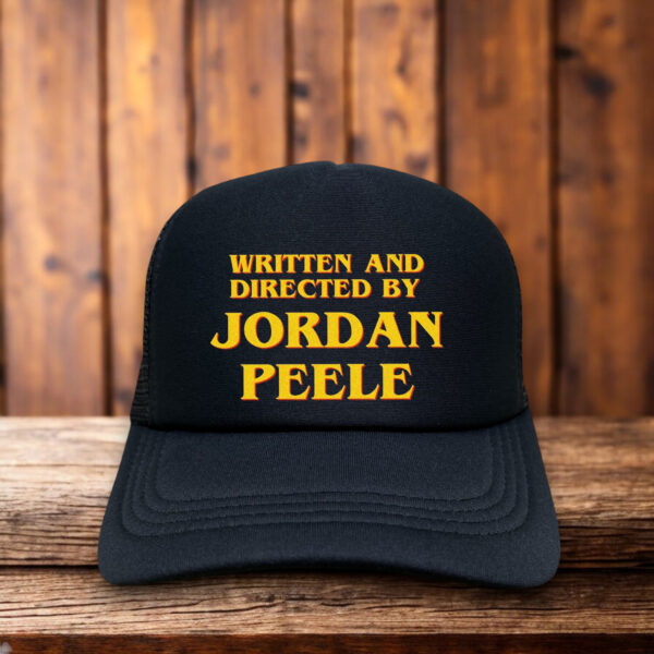 Written & Directed By Jordan Peele Trucker Hat with foam front, mesh back, and bold minimalist lettering
